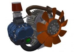 zaawansowany model silnika wykonany w inventor