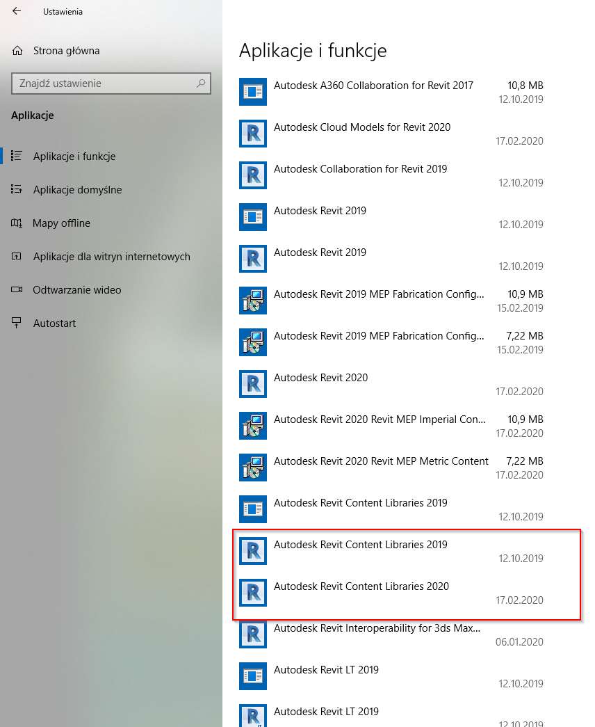revit content libraries w systemie windows