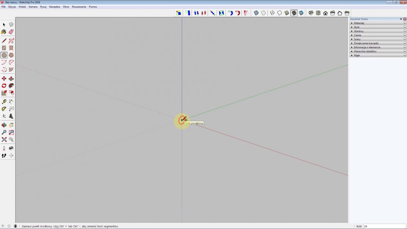 punkt poczatkowy przy rysowaniu kuli sketchup