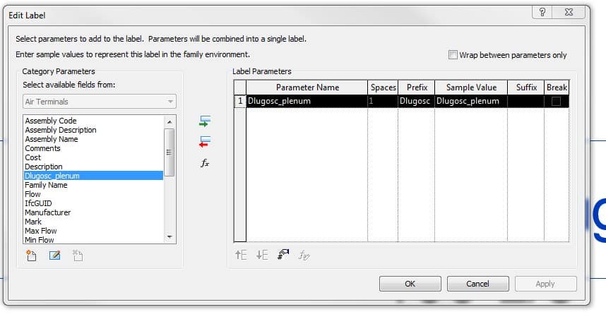przedrostek etykiety revit