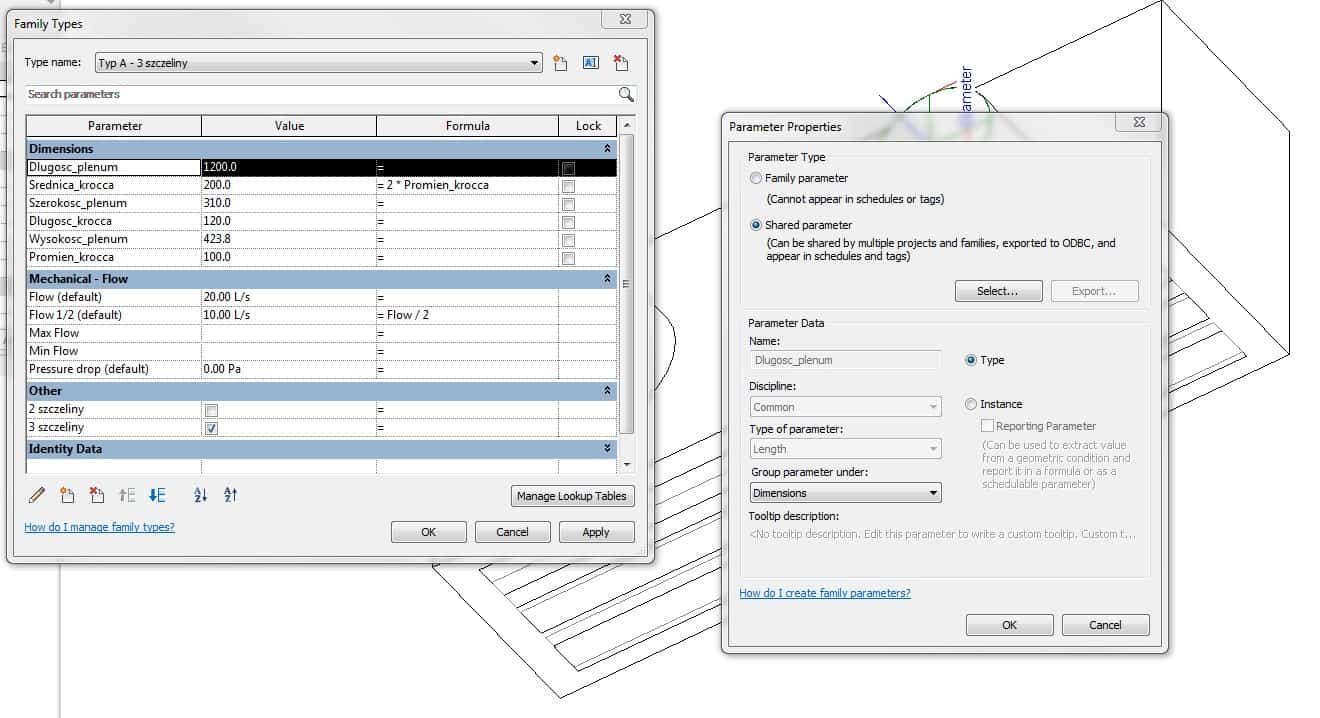 zamieniony parametr rodziny na współdzielony