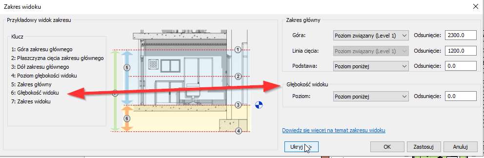 zakres widoku revit ustawienia