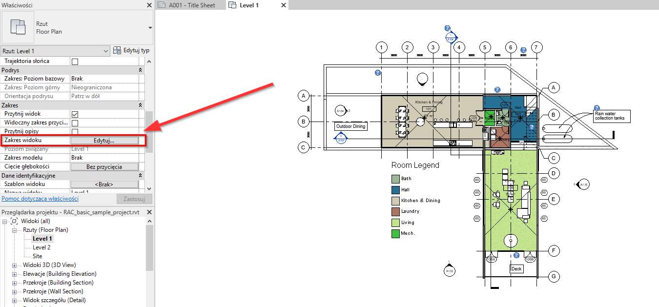 revit zakres widoku z oknie właściwości