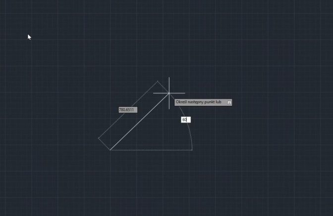 autocad rysowanie linii pod kątem